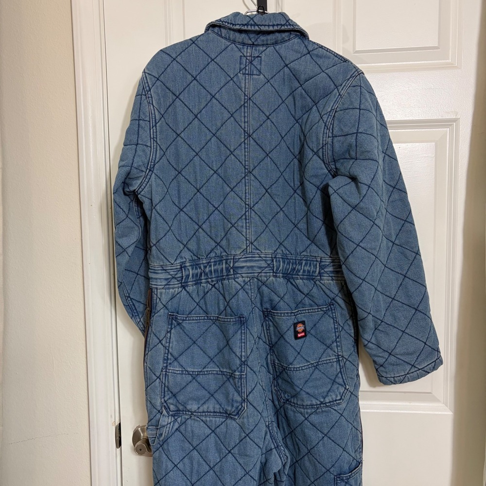 Supreme Dickies Quilted Denim Coverall Blue Washed Jumpsuit Small FW22 - Picture 8 of 11